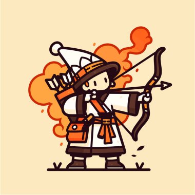 Hoş Büyücü Archer ve Yay ve Ok