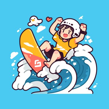 Dalgaya Binen Mutlu Sörfçü