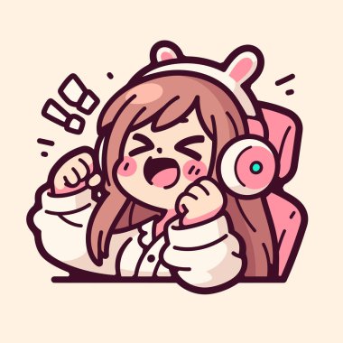 Hevesli Oyuncu Kız Tavşan Kulaklı Zaferi Kutluyor