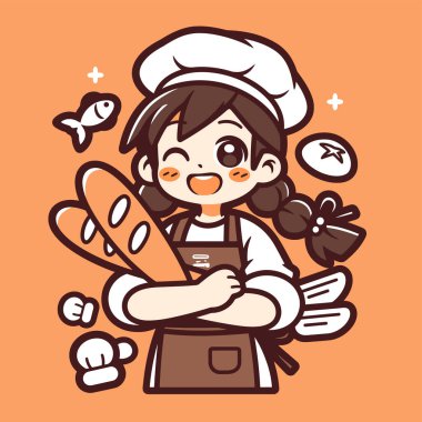 Taze Ekmek Tutan Mutlu Fırıncı Kız