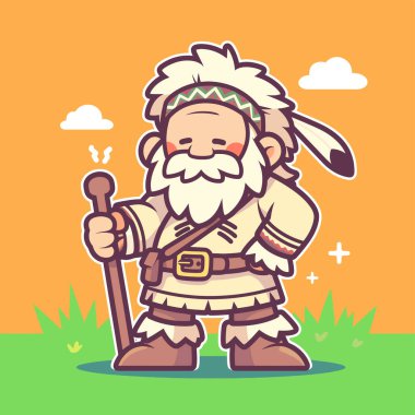 Mutlu sakallı çizgi film cücesi.