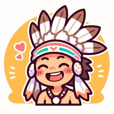 Başlıklı mutlu bir Amerikan yerlisinin vektör çizimi