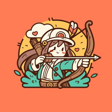 vektör karikatür sevimli kız keman çalıyor.