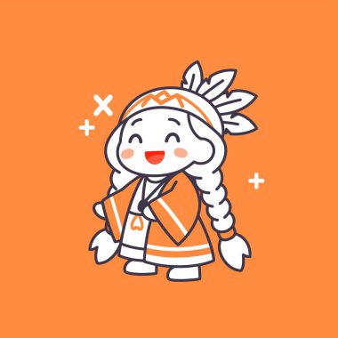 Şirin Çizgi film Amerikan Yerlisi Gülümseyen Kız