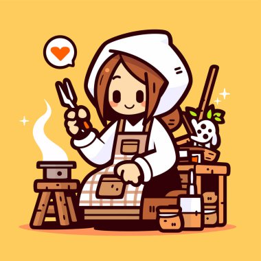 Şirin Şef yemek hazırlıyor.