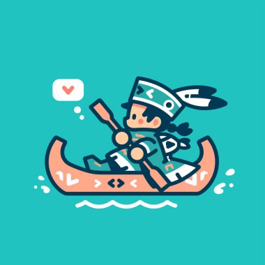 Amerikan yerlisi kanoda kürek çekiyor.