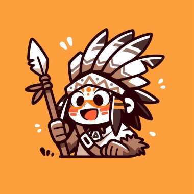 Mızraklı Sevimli Amerikan Yerlisi Çizgi Filmi