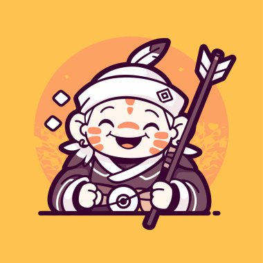 Neşeli Amerikan Yerlisi Oklu Çizgi Film Karakteri