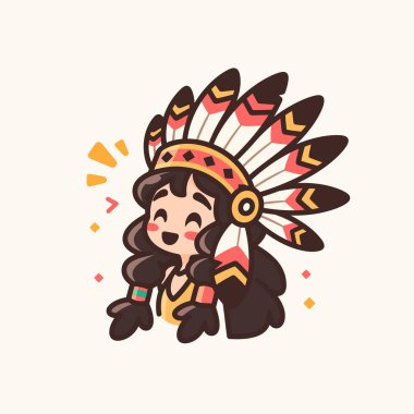 Başı Gülümseyen Amerikan Yerlisi Chibi