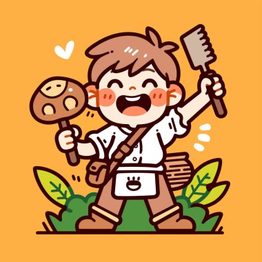 Mutlu Mantar Avcısı Çizgi Film Çizimi