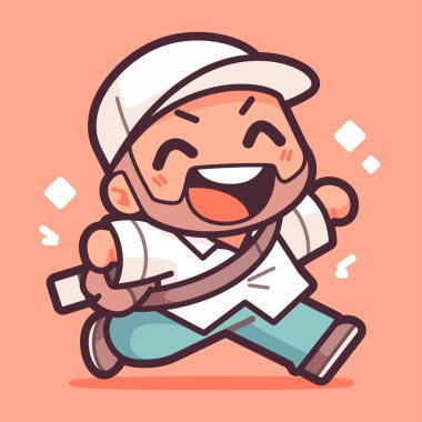 Neşeli Chibi Karakteri Neşeyle Koşuyor