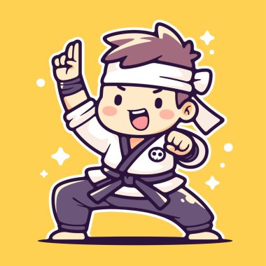 Eğitimdeki Sevimli Karateci Çocuk