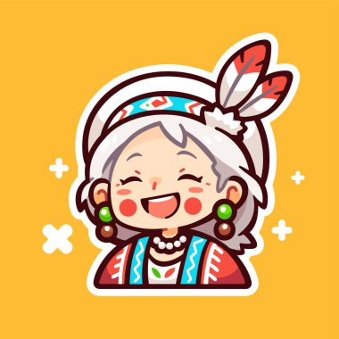 Çekici Amerikan Kadını Çizgi film tarzında gülümsüyor