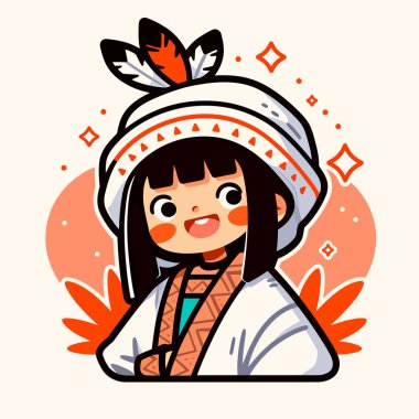 Geleneksel Giyimli Çekici Amerikan Kızı