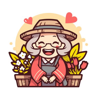 Çiçekli mutlu bahçıvan