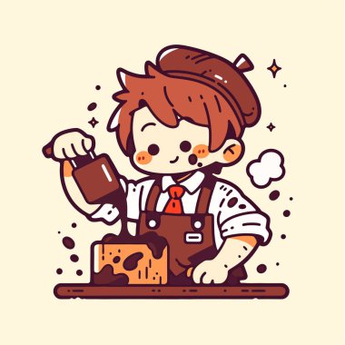 Tatlı Pastacı Fırıncı Çikolatayı Pastanın Üzerine Döküyor