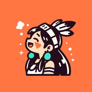 Tüylü Gülümseyen Amerikan Yerlisi Şirin Kız