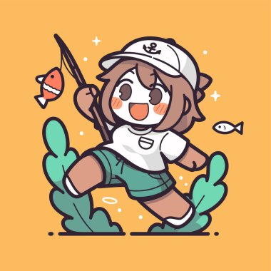 Neşeli Balıkçı Yazın Balık Yakalıyor