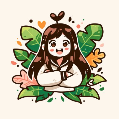 Çiçekli Sevimli Anime Kız