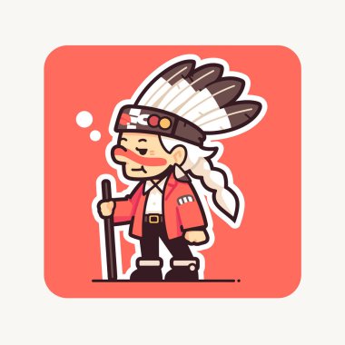 Çizgi film Kızılderili Şefi Çubuk Tutuyor