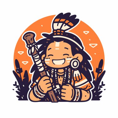 Chibi Amerikan Yerlisi Personel ve Tüylü Karakter