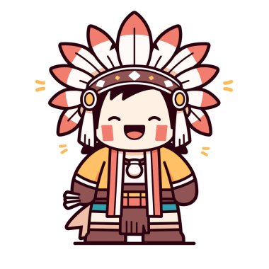 Sevimli Çizgi film Amerikan Yerli Şefi