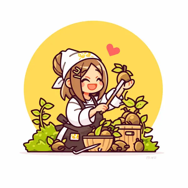 Mutlu Bahçıvan Meyve Topluyor