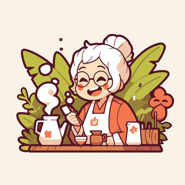 Huzur Bahçesinde Çay Seremonisinden Hoşlanan Yaşlı Kadın