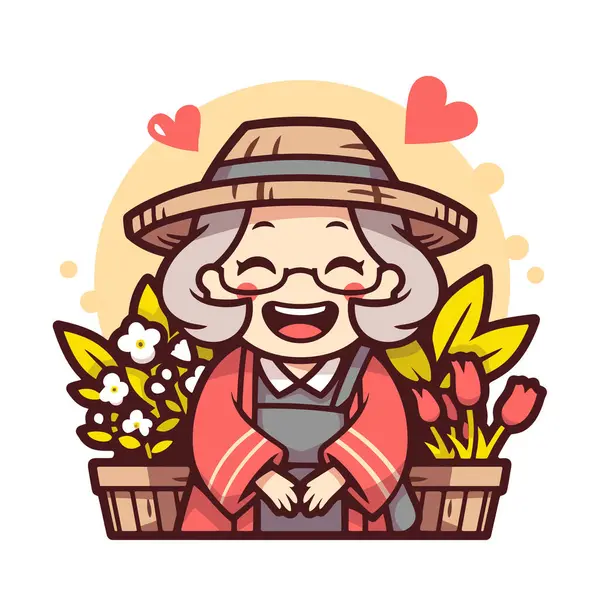 Çiçekli mutlu bahçıvan