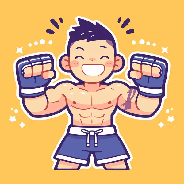 Boks Eldivenli MMA Savaşçısı çizgi filmi