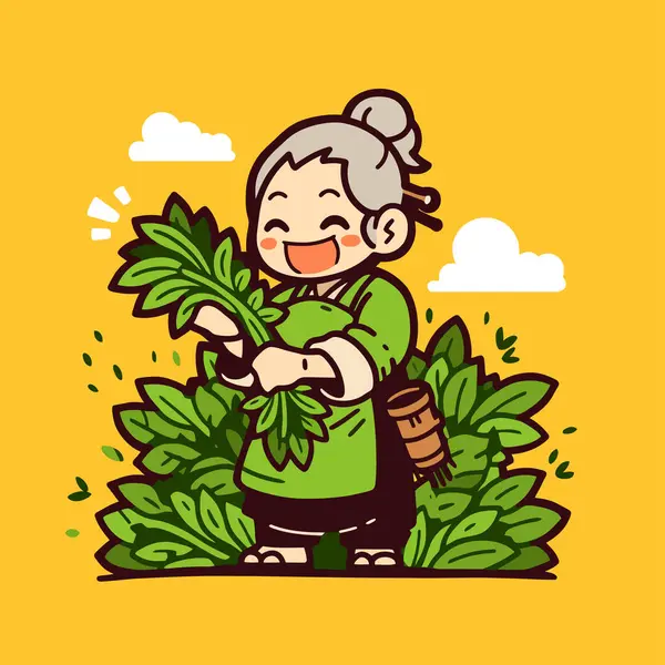 Mutlu Çay Çiftçisi Çay Yaprakları Hasadı