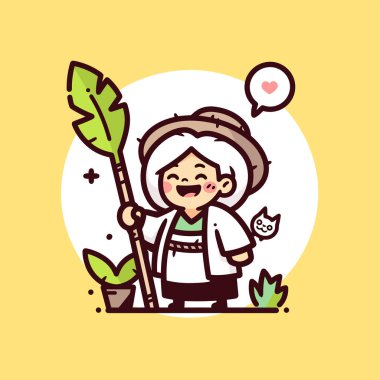 Kedili Gülümseyen Bahçıvan