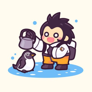 Goril Winston ve Penguen Kar Altında Serinliyor