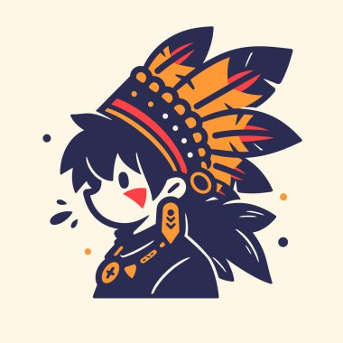 Başı olan Chibi Yerlisi Amerikan Çocuğu