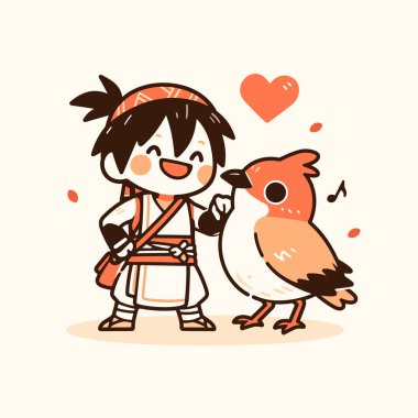 Çocuk ve Kuş Arkadaşlık ve Neşe Çizgi Filmleri