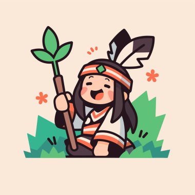 Bitkili Chibi Amerikan Yerlisi Kız