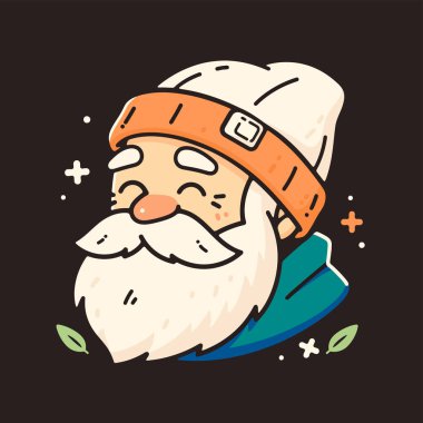 Beyaz Sakallı ve Turuncu Fasulyeli Gülen Çizgi Adam