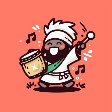 Neşeli Çizgi Film Davulcusu Müzik Çalıyor