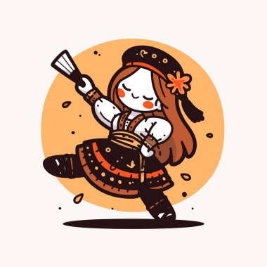 Geleneksel Kostümlü Büyüleyici Ukraynalı Dansçı