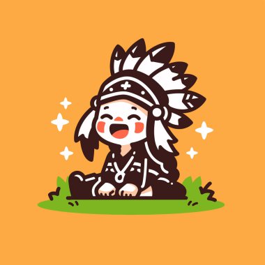 Başlığı sırıtan Amerikan yerlisi şirin bir çizgi film.