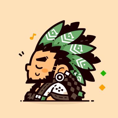 Çizgi film Kabile Savaşçısı Profili Çizimi