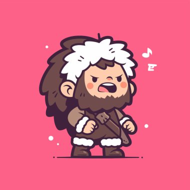 Çizgi film Mağara Adamı Öfkeyle Şarkı Söylüyor