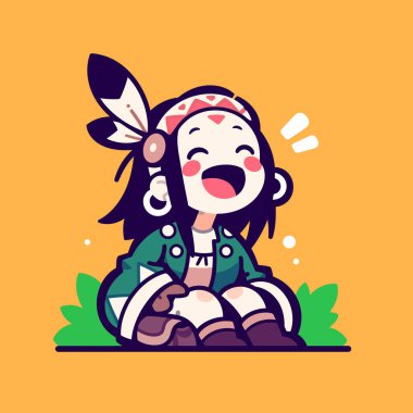 Şirin Çizgi film Amerikan Yerlisi Gülümseyen Kız