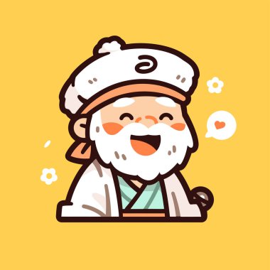 Mutlu Yaşlı Çizgi Film Karakteri Sevgiyle