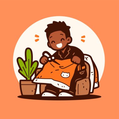 Mutlu Kişi Örtü Dikiyor