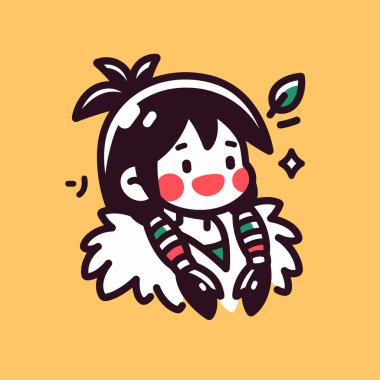 Örgülü şirin bir Chibi kızı.