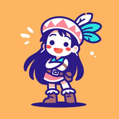 Headresli Chibi Amerikan Yerlisi Kız