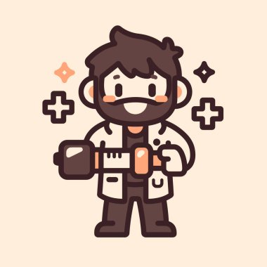 bir şırınga ile karikatür doktor