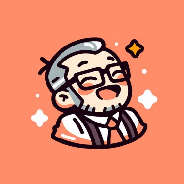 Gözlüklü neşeli çizgi film adamı