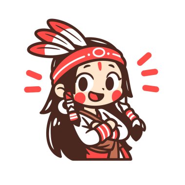 şirin Asyalı kız vektör çizimi tasarımı